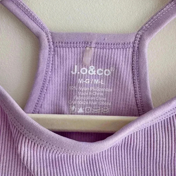 J.o&co Light Support Seamless Rib Knit Tank Top, Lilac/Lavender Tank, Size M-L - Picture 9 of 16